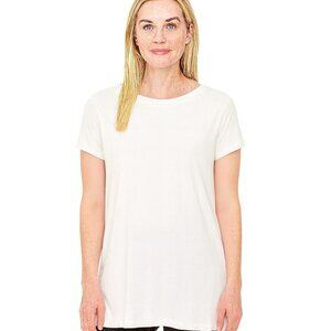 Karen Scott 1X  Business Casual Classic Tunic Top Button Detail White Cotton